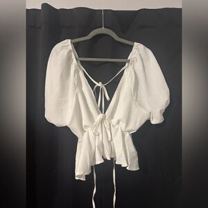 White Plunge Summer Flowy Top